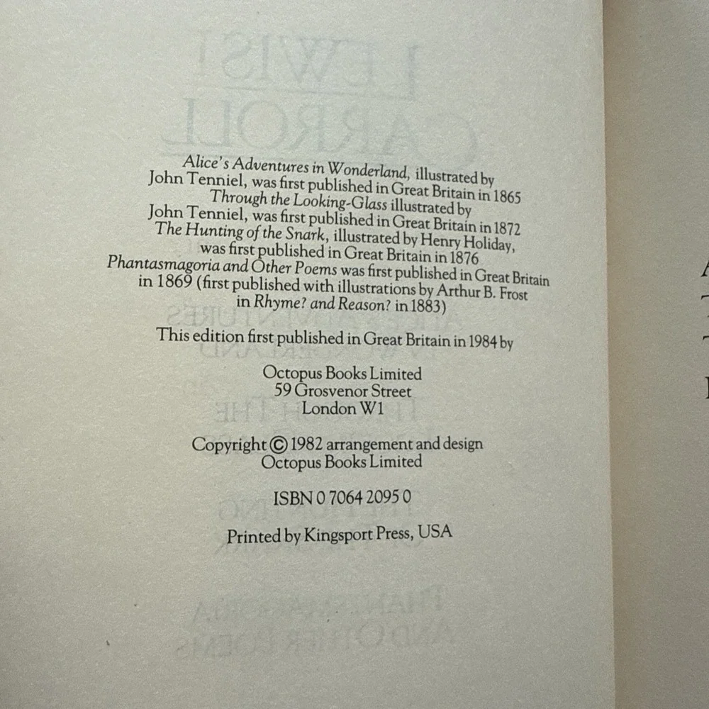 Lewis Carroll Alice in Wonderland Through the Looking Glass Hunting of the Snark
